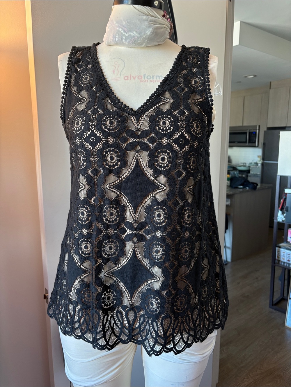 Max Studio Black Lace V-Neck Camisole